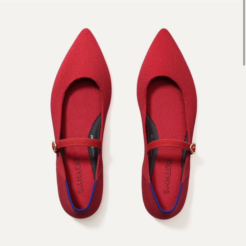 Rothy's Red Pointed Toe Flats with Strap